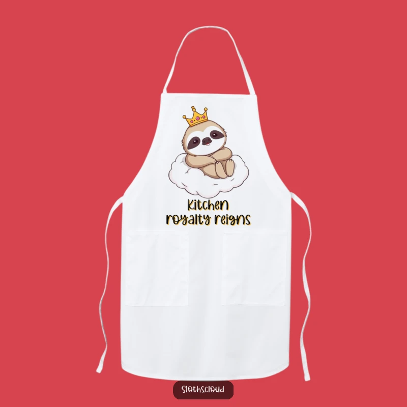 Funny Royal Apron - Crowned Sloth Kitchen Wear for Humorous Cooking