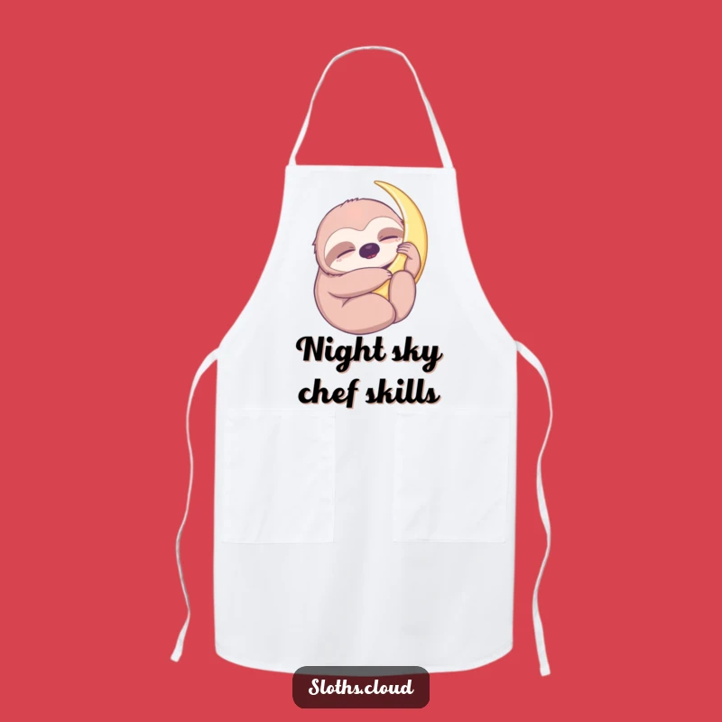 Sloth Moon Hug Funny Apron, Cook with Calm and Celestial Charm