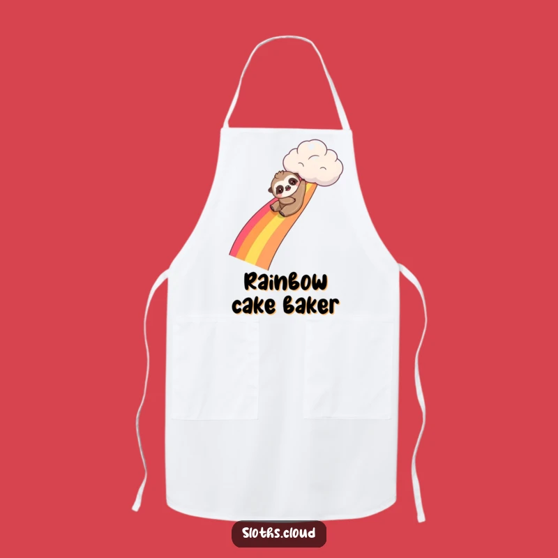Funny Kawaii Sloth Rainbow Slide Apron: Cook with Playful Flair