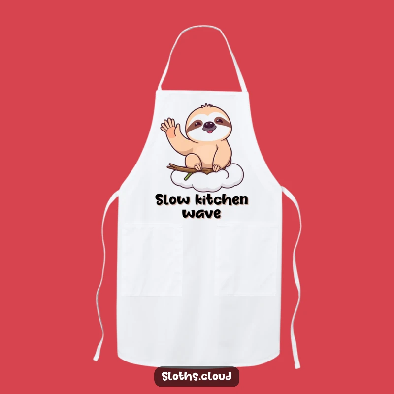Funny Happy Sloth Wave Apron - Cheerful Chef Slow Greetings