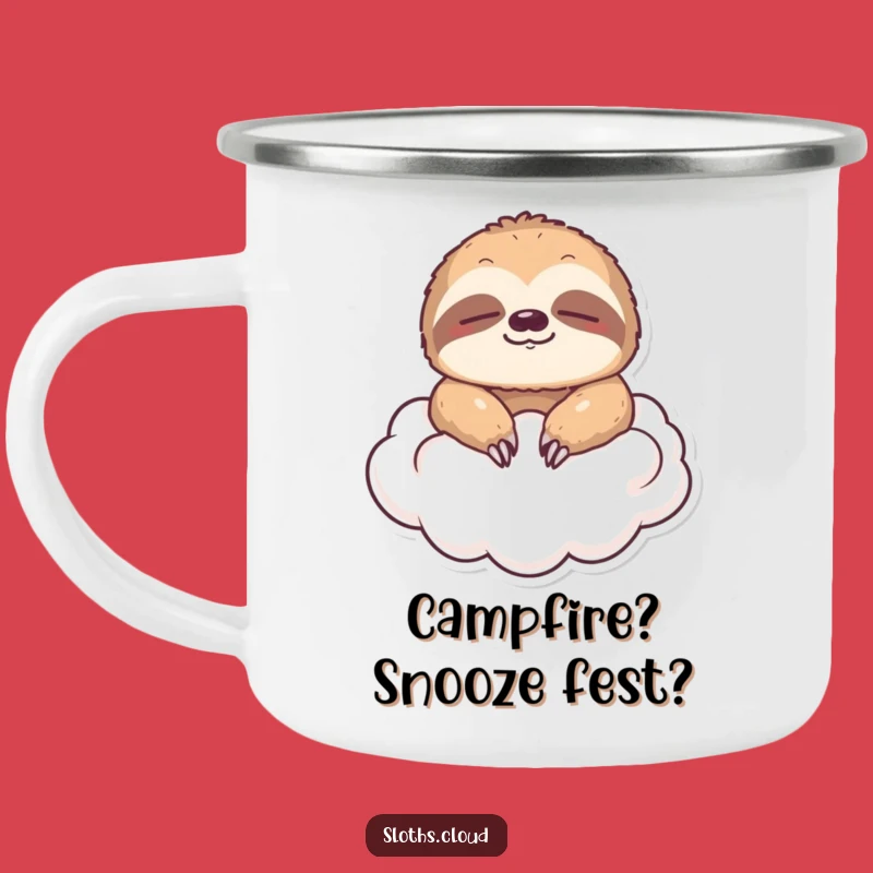 Funny Floating Sloth Cloud Camping Mug: Serene Humor for Outdoors