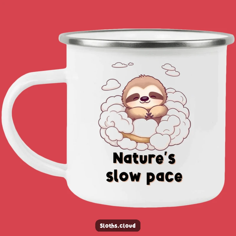 Funny Peaceful Sloth Camping Mug: Enjoy Nature with Cloud-Like Calm