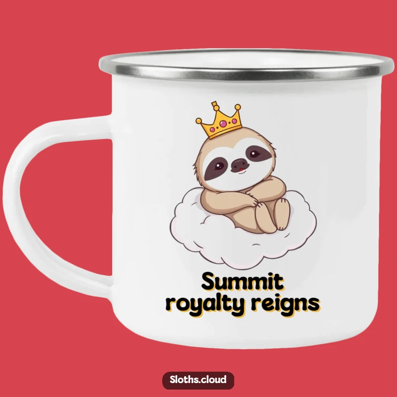 Funny Royal Camping Mug - Crowned Sloth Cup for Majestic Outdoor Humor