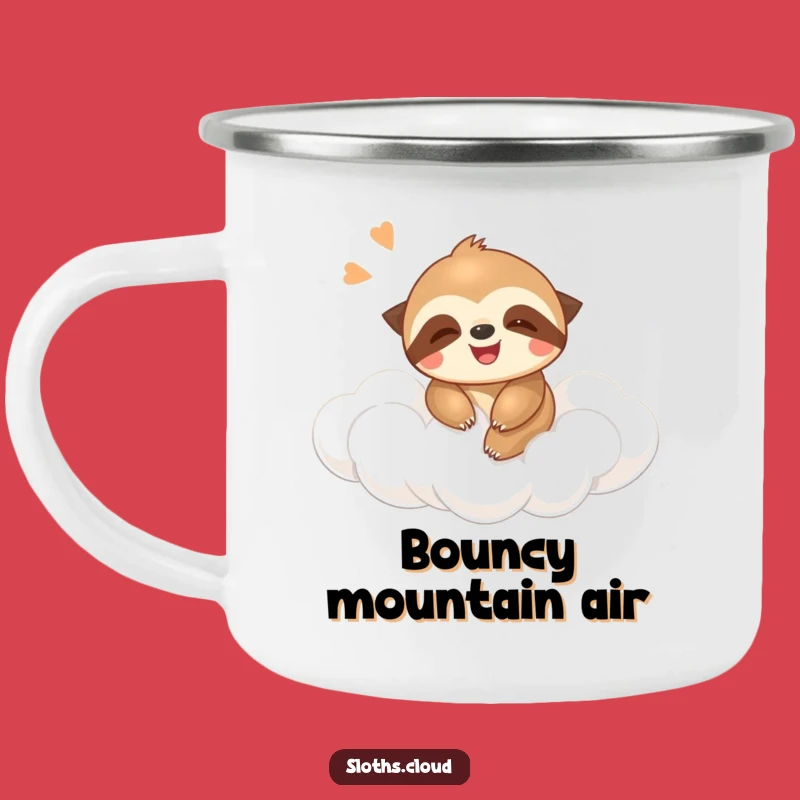 Funny Sloth Bounce Camping Mug: Giggling Sloth On Cloud For Joyful Camp Sips