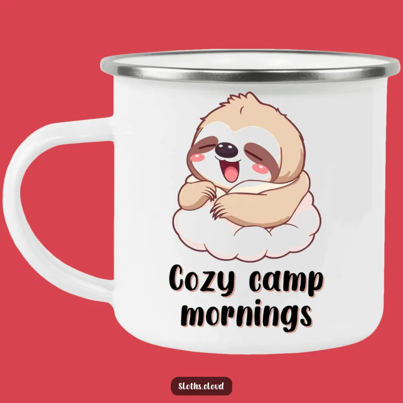Funny Yawning Sloth Cloud Camping Mug: Cozy & Hilarious Outdoor Companion