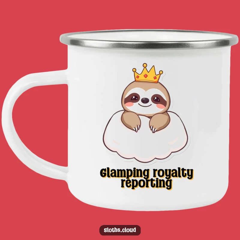 Funny Royal Sloth Cloud Pillow Camping Mug: Regal Humor Outdoors