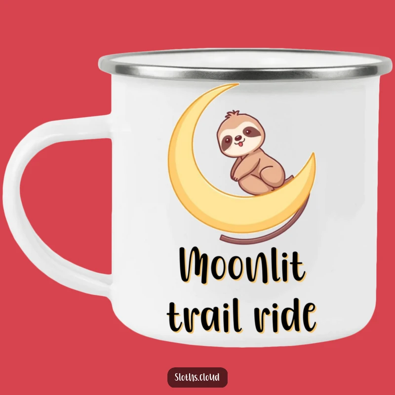 Funny Sloth Moon Ride Camping Mug - Gentle Cosmic Campfire Brew
