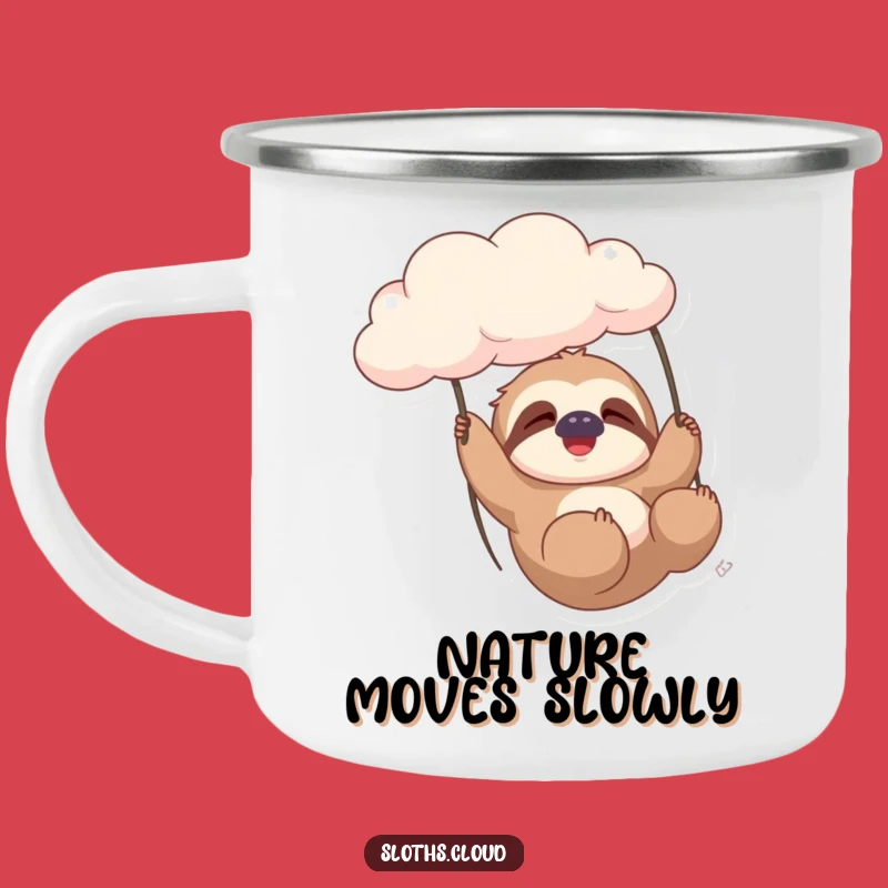 Funny Sloth Cloud Camping Mug: Gentle Swing, Relaxed Adventures, Rugged Gift