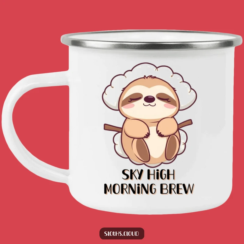 Funny Sloth Cloud Carry Camping Mug: Outdoor Gift for Relaxed Adventures
