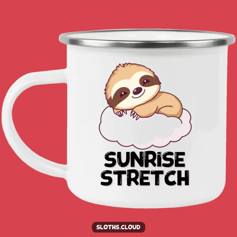 Smiling Sloth Stretch Camping Mug: Relaxed Outdoor Fun, Hilarious Gift