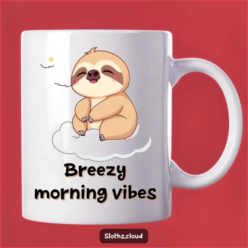 Funny Sloth Breeze Mug: Relaxing Sloth On Cloud For Peaceful Sips