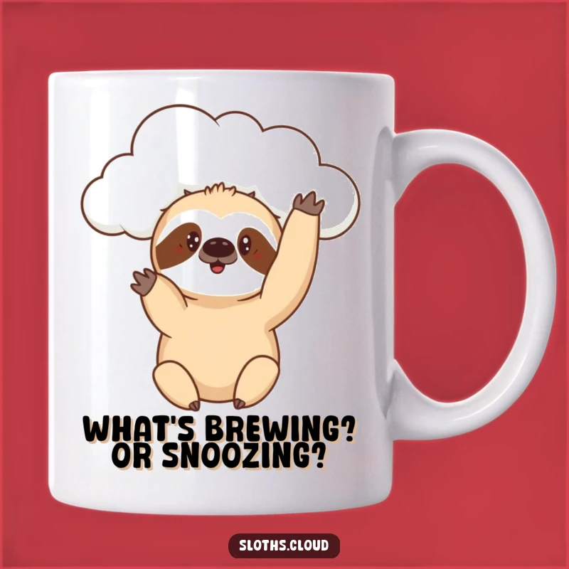 Funny Curious Sloth Cloud Mug: Playful Humor Gift for Explorers
