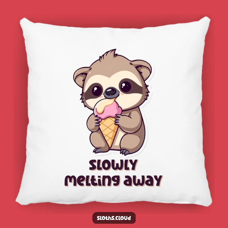 Funny Kawaii Sloth Pillow: Amused Sloth Melting Ice Cream Cushion for Comfort