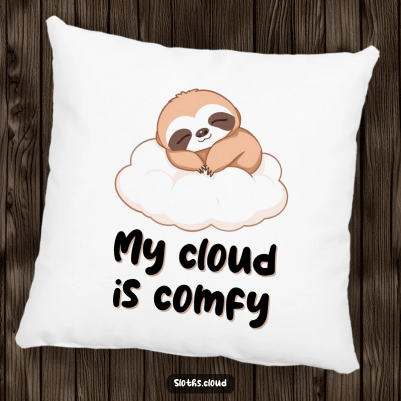 Funny sloth pillow, comfortably napping on soft clouds. A plush, humorous cushion for achieving peak relaxation and sweet dreams.