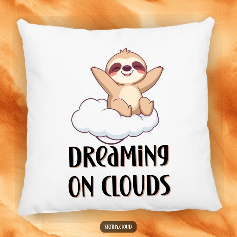 Funny Pillow: A sloth bounces playfully on a springy cloud with a blissful expression, offering cozy comfort and humorous delight.