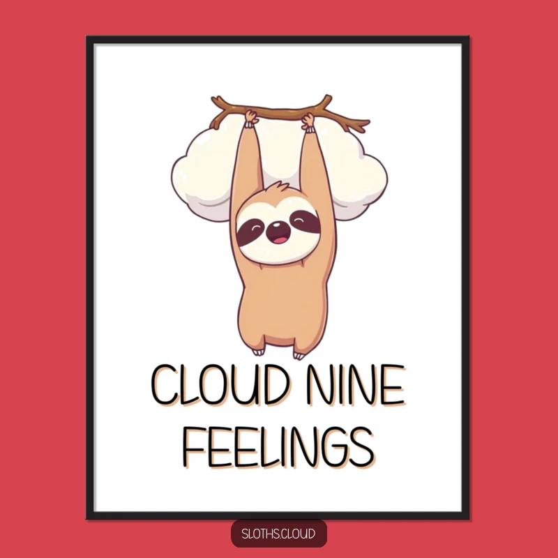 Funny Kawaii Sloth Cloud Digital Art: Instant Peaceful Charm