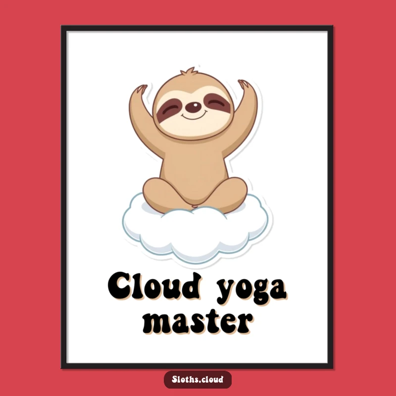Funny Sloth Yoga Digital Art: Gentle Pose, Zen Vibes, Instant Decor
