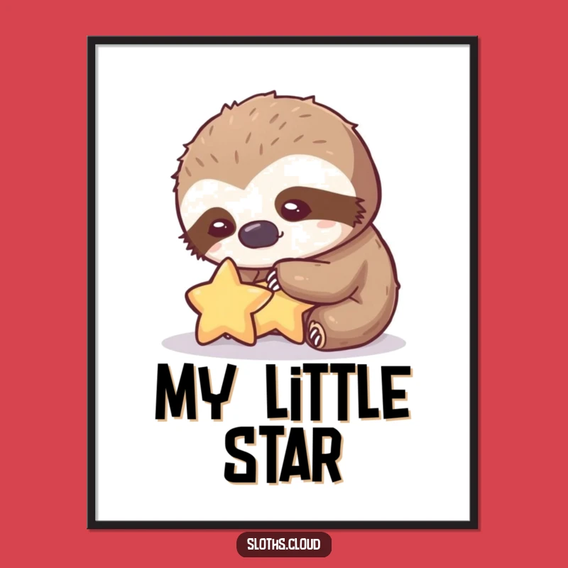 Funny Gentle Sloth Star Digital Print: Instant Sweet Decor