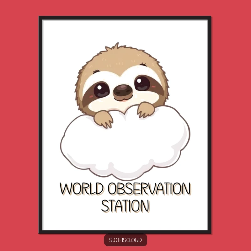 Funny Peeking Sloth Digital Art: Instant Gift for Curious Decor