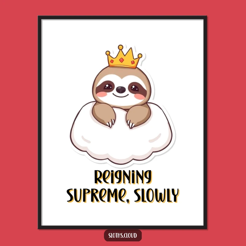 Funny Royal Sloth Cloud Pillow Digital Art: Instant Regal Humor Download