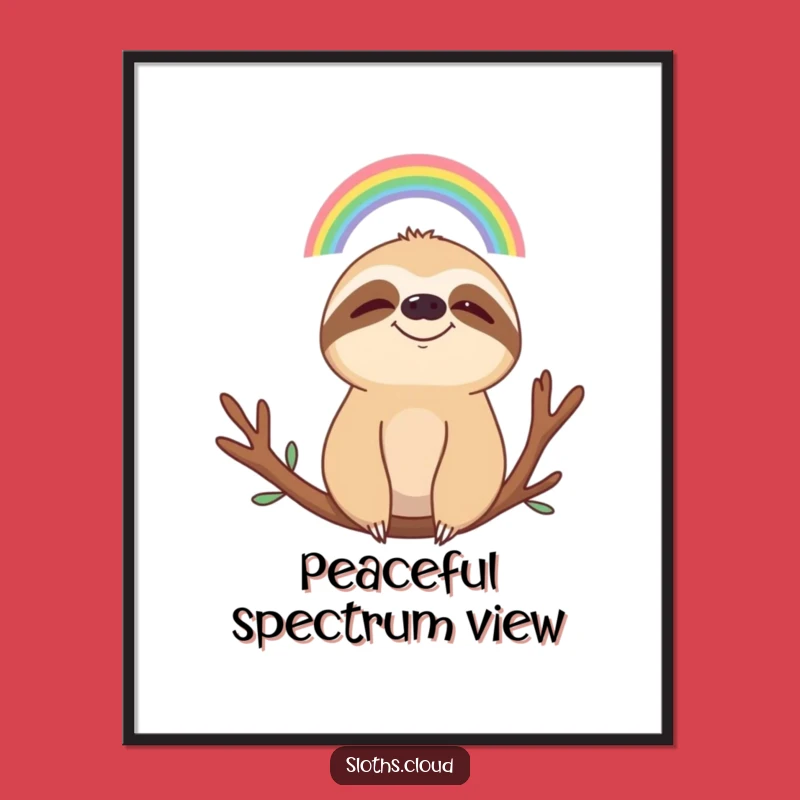 Funny Serene Sloth Rainbow Digital Art: Instant Calm & Humor for Your Walls