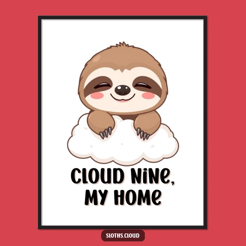 Funny Sleepy Sloth Cloud Digital Art: Instant Cute Humor Download