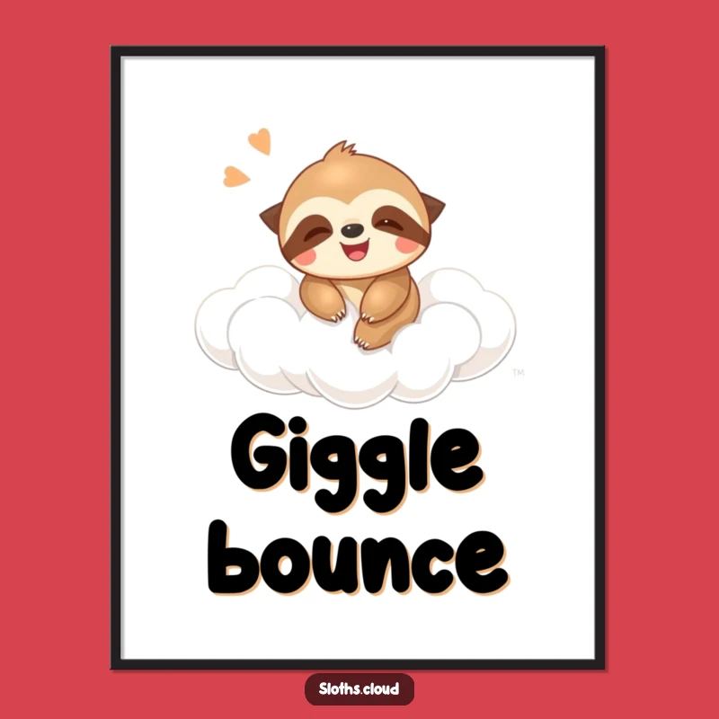Funny Sloth Bounce Digital Art: Giggling Sloth Cloud Print For Joyful Decor