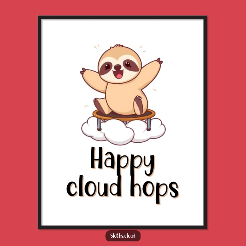 Funny Bouncing Sloth Digital Print: Energetic Art, Instant Funny Gift