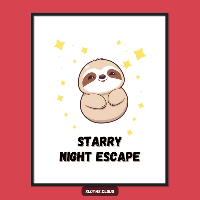 Funny Kawaii Sloth Starry Float Digital Art: Instant Calm Decor