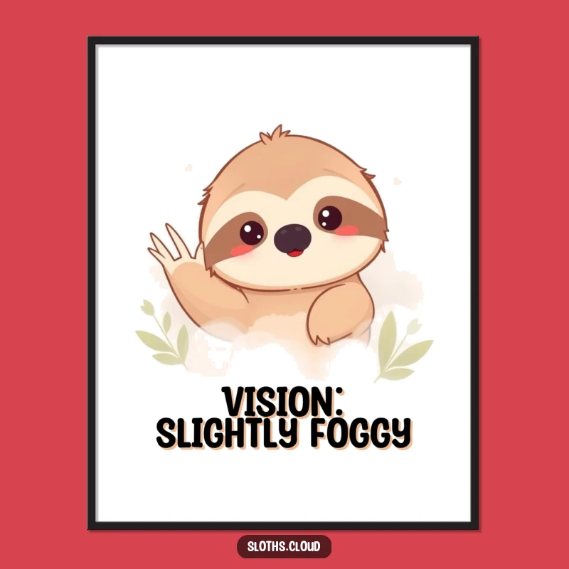 Funny Shy Sloth Fog Digital Art: Instant Humorous Charm for Your Space