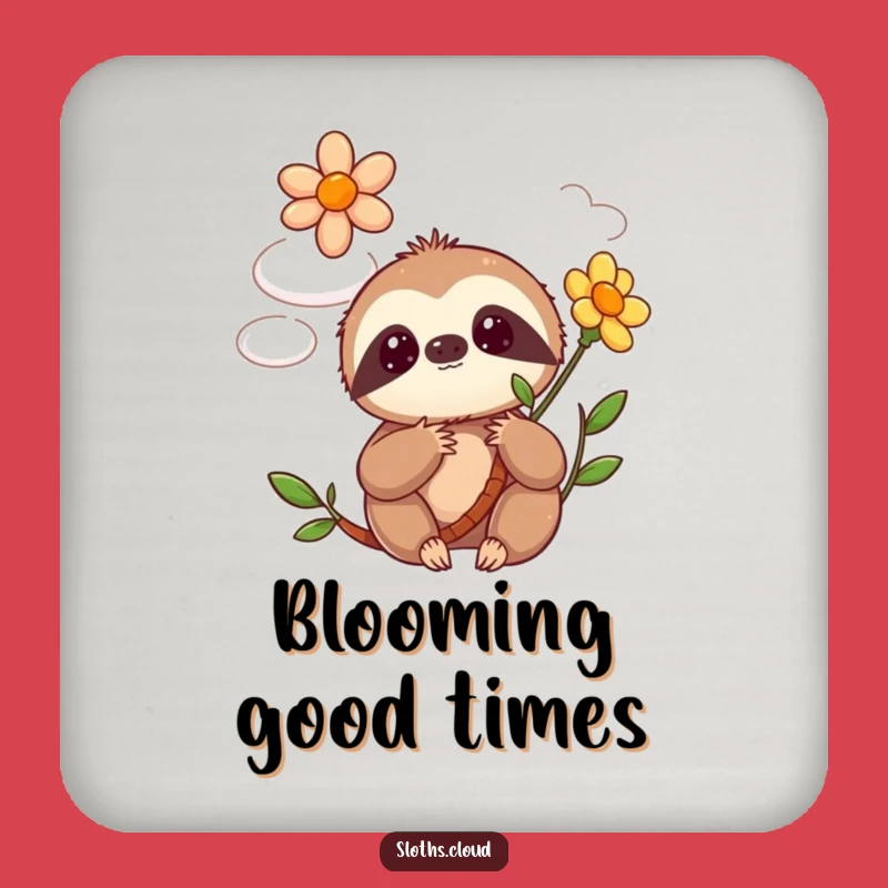 Funny Kawaii Sloth Coaster: Cute Blooming Flower Cloud Surprise Protector