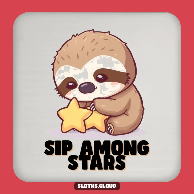 Funny Gentle Sloth Star Coaster: Sweet & Hilarious Surface Protection