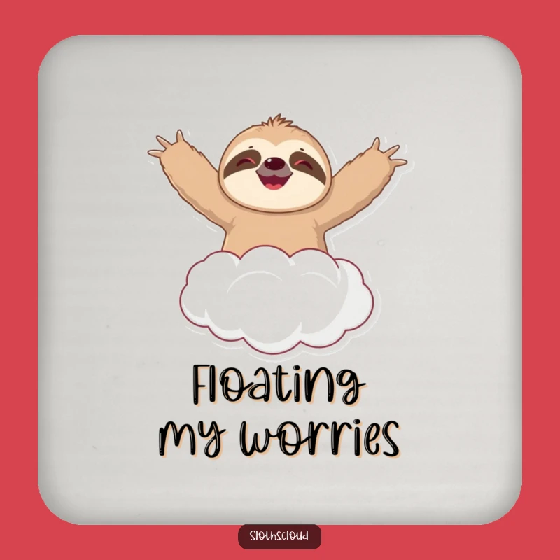 Funny Sloth Cloud Drink Coaster: Protect Surfaces with Joyful Sloth Art