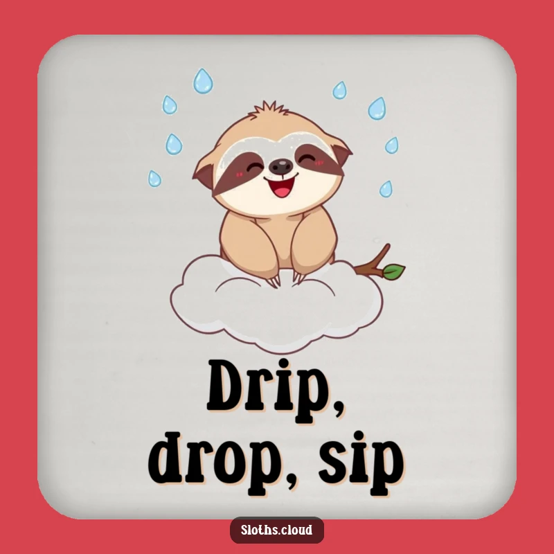 Funny Sloth Cloud Juggling Raindrops Coaster - Protect Surfaces with Humor