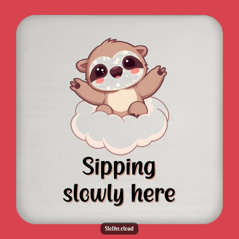 Kawaii Sloth Cloud Wave Funny Coaster, Protect Surfaces with Sweetness