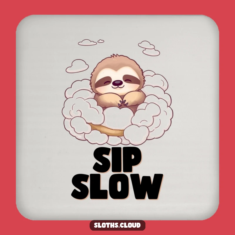 Funny Peaceful Sloth Drink Coaster: Protect Surfaces with Cloud-Like Grace