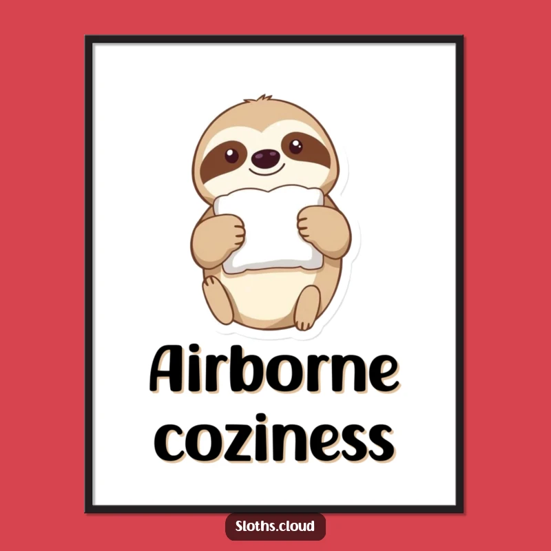 Funny Sloth Pillow Drift Poster: Sleepy & Hilarious Wall Art