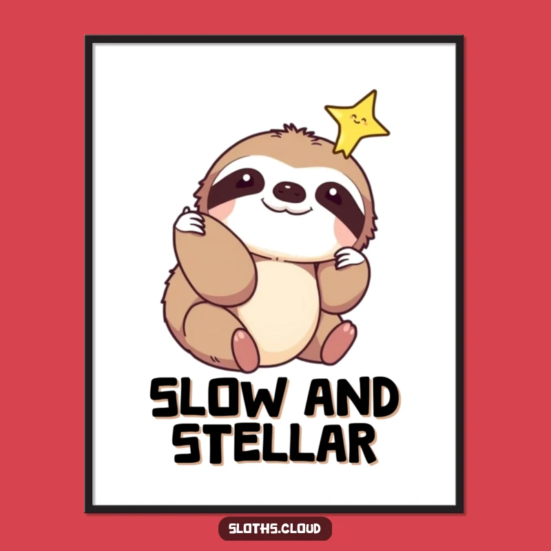 Funny Sloth Star Touch Poster: Inspirational Art for Dreamers