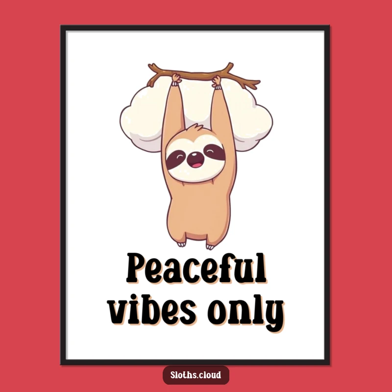 Funny Kawaii Sloth Cloud Poster: Add Peaceful Charm to Your Walls