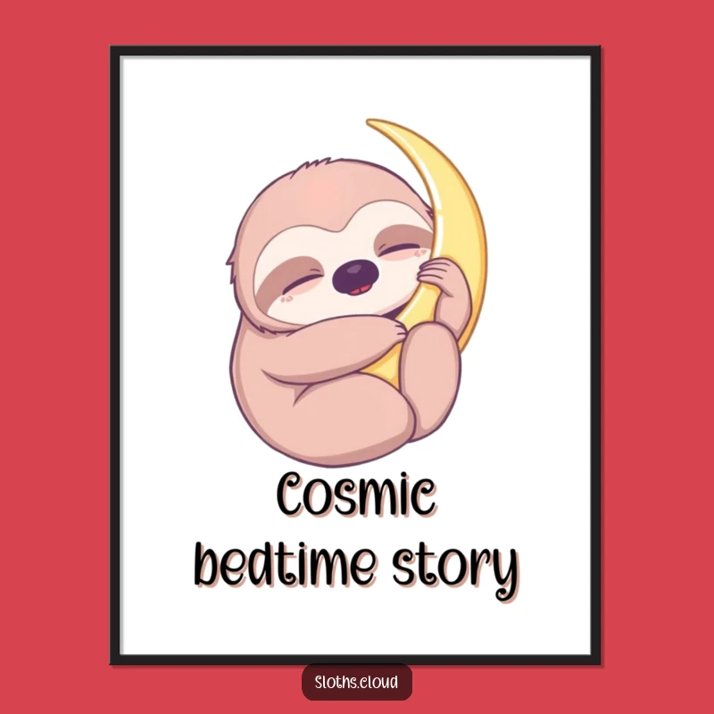 Sloth Moon Hug Funny Poster, Decorate with Peaceful Slumber