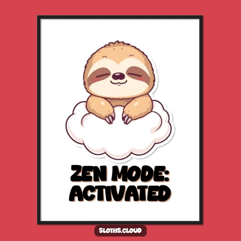 Funny Floating Sloth Cloud Poster: Serene Wall Art for Peaceful Humor