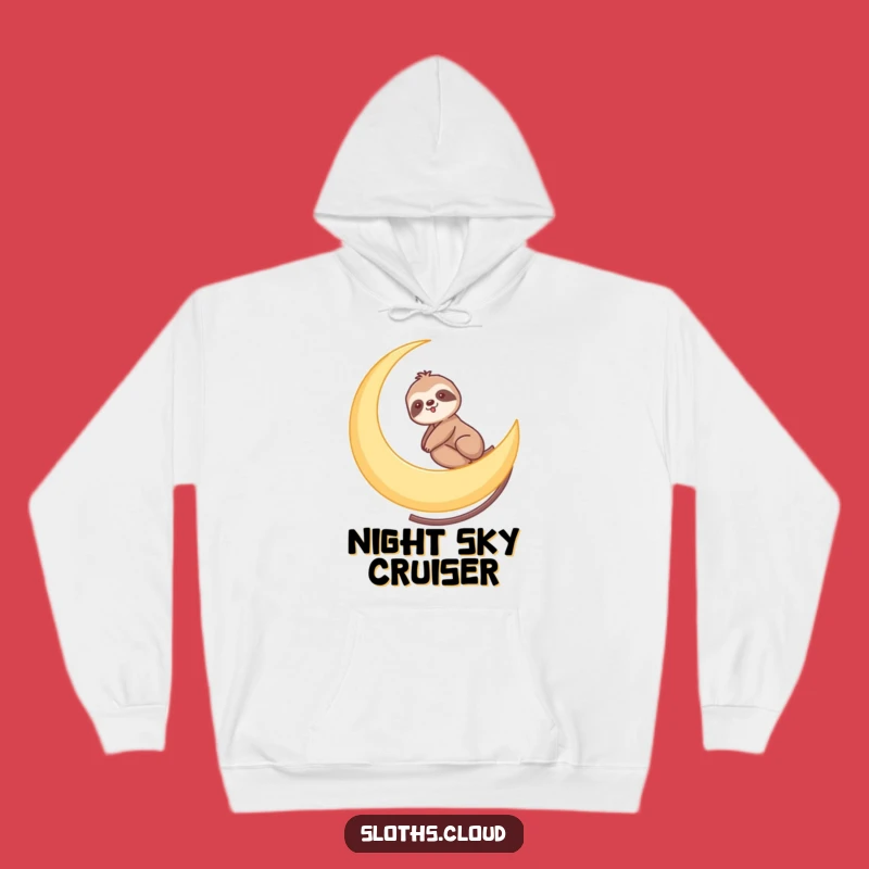 Funny Sloth Moon Ride Hoodie - Cozy Cosmic Journey Comfort