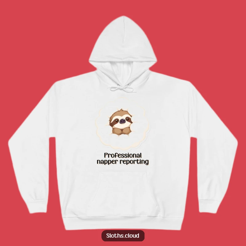 Funny Sloth Cloud Peek Hoodie: Cozy Up with Content Sloth, Ultimate Funny Gift for Cozy Days