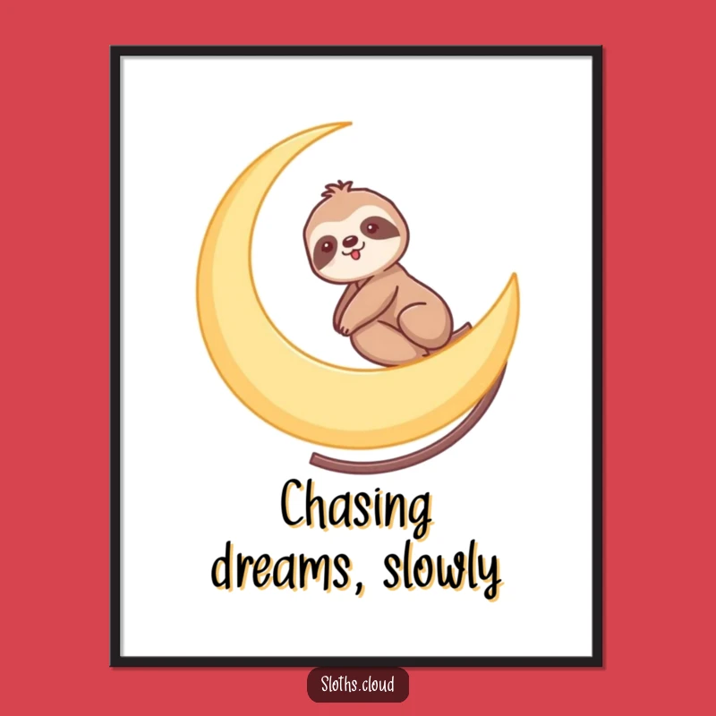 Free Printable Wall Art: Sloth Moon Ride Funny Downloadable Art