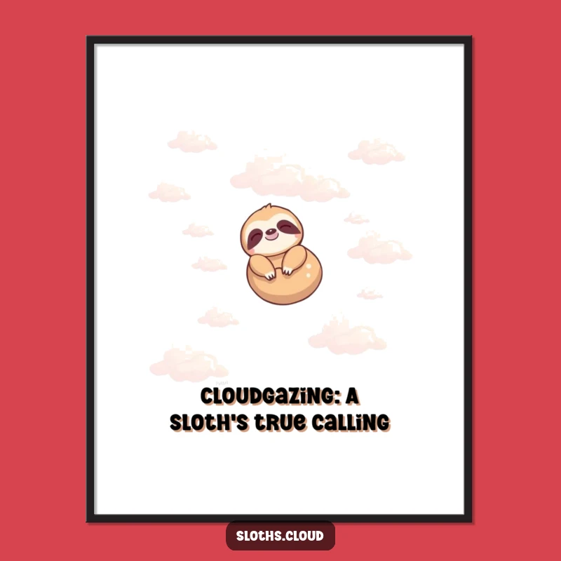 Free Printable Sloth Wall Art: Funny Sloth Cloud Downloadable Decor, DIY Gift