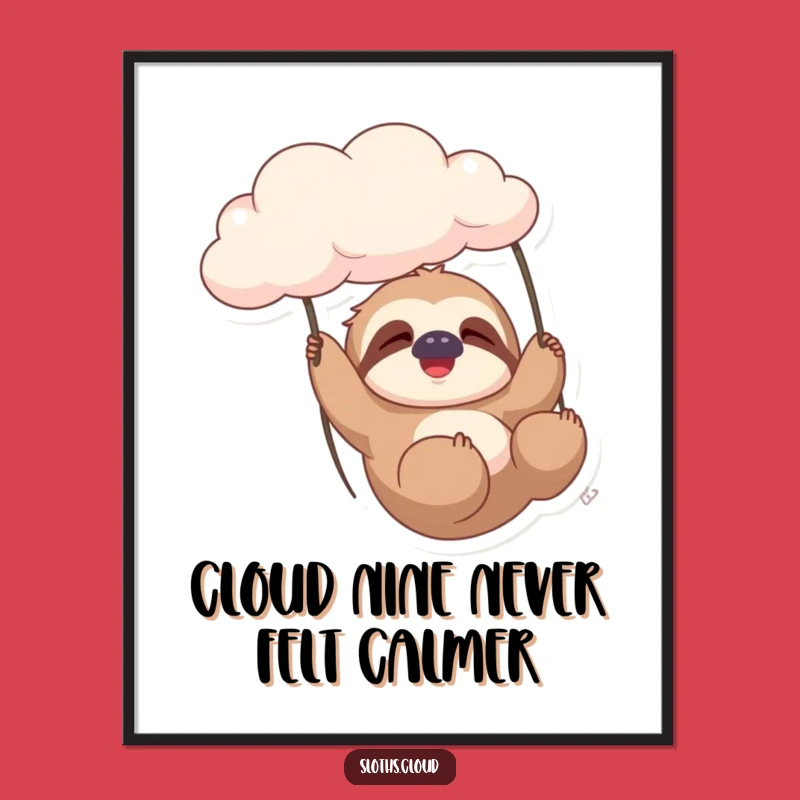 Free Printable Wall Art: Relaxing Sloth Cloud Decor, Funny Downloadable Art
