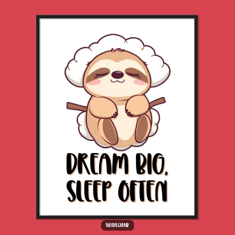 Free Printable Wall Art: Funny Sloth Cloud Carrier - Humorous Downloadable Decor