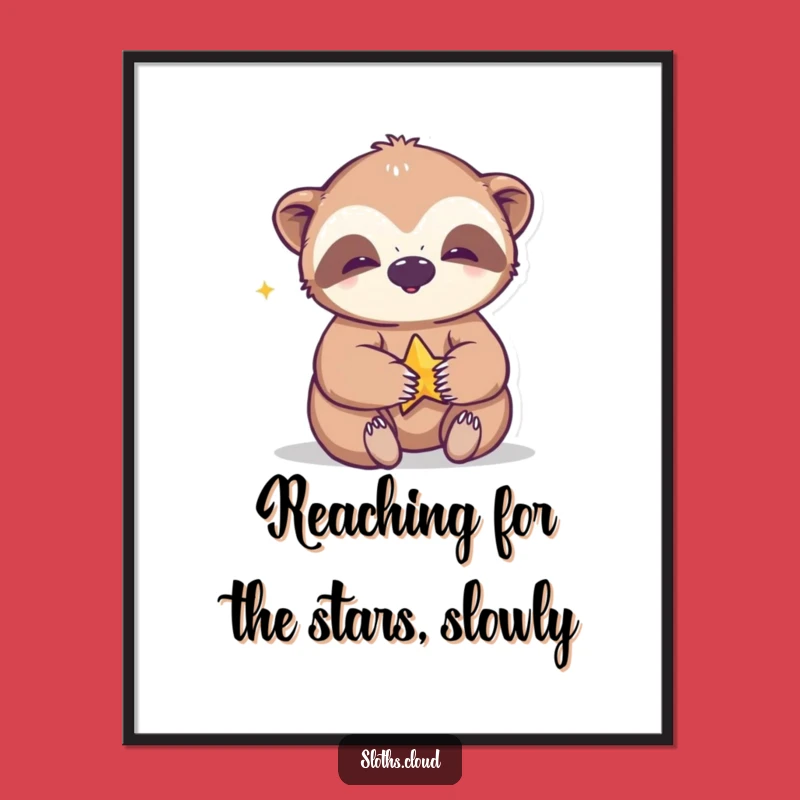 Free Printable Wall Art: Giggling Sloth Star Play Funny Downloadable Art Gift