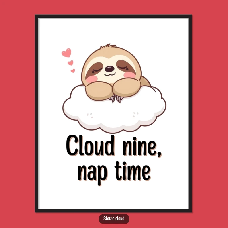 Free Printable Wall Art: Kawaii Sloth Napping Cloud, Serene Downloadable Decor