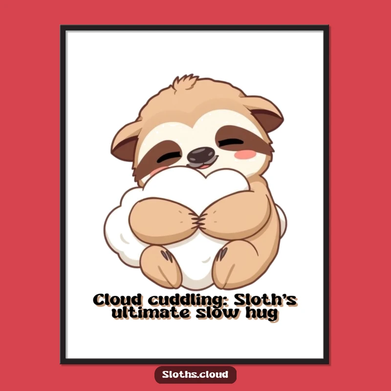 Funny Free Printable Wall Art: Content Sloth Cloud Hug - Cozy Downloadable Decor